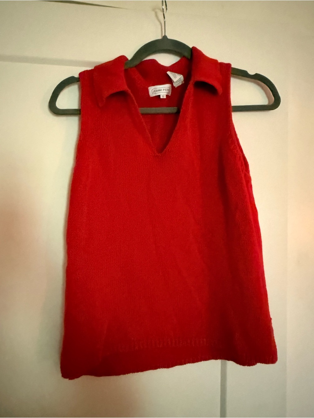 Red Sleeveless V-Neck Sweater